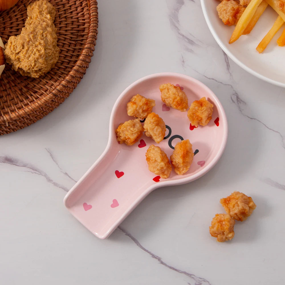 Pink Heart Ceramic Spoon Rest