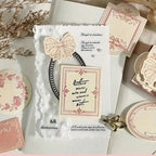 Exquisite Pink Lace-Edged Embossed Note Cards 1 Box/30 sheets 