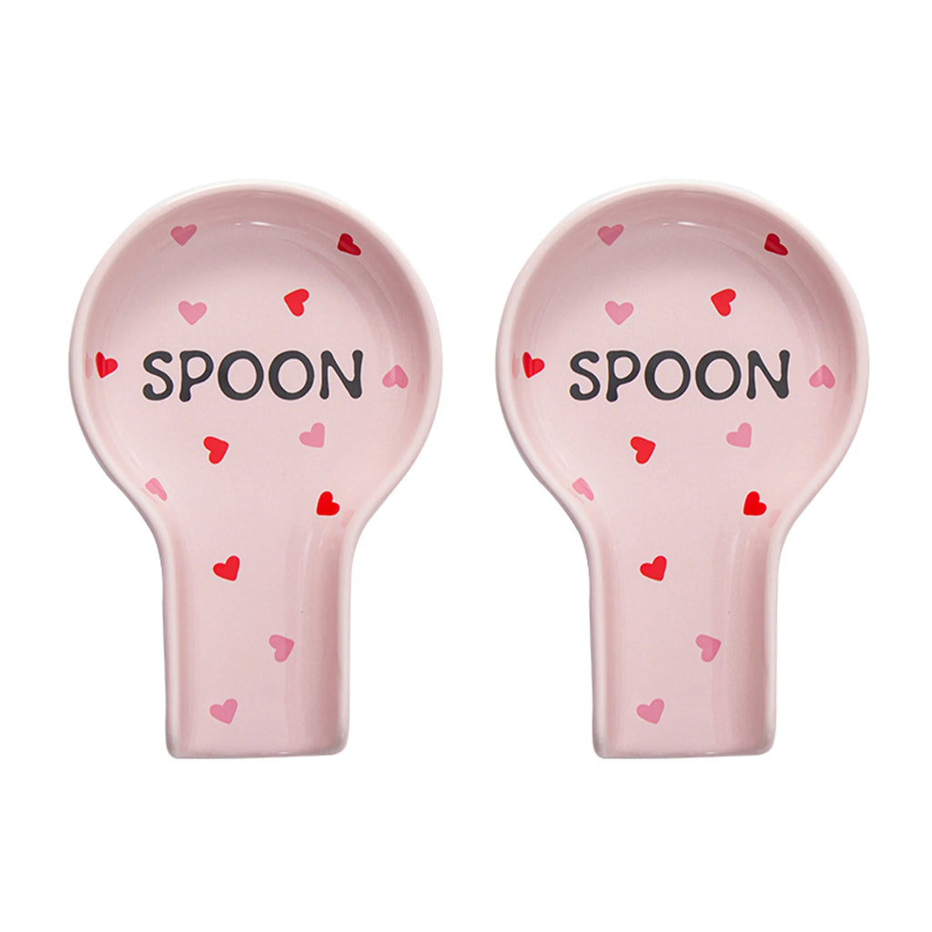 Pink Heart Ceramic Spoon Rest
