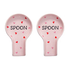 Pink Heart Ceramic Spoon Rest