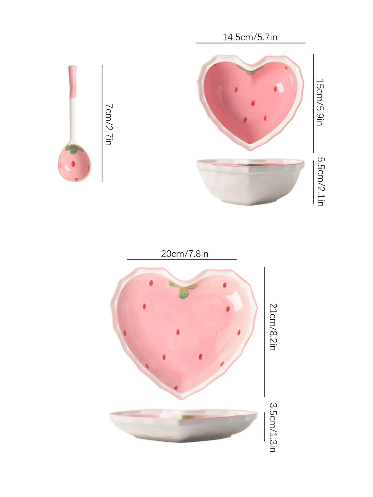 Strawberry Bowl, Plate, & Spoon Set 
