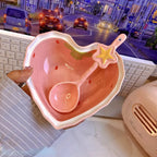 Strawberry Ceramic Ramen Bowl With Strawberry Or Star Spoon
