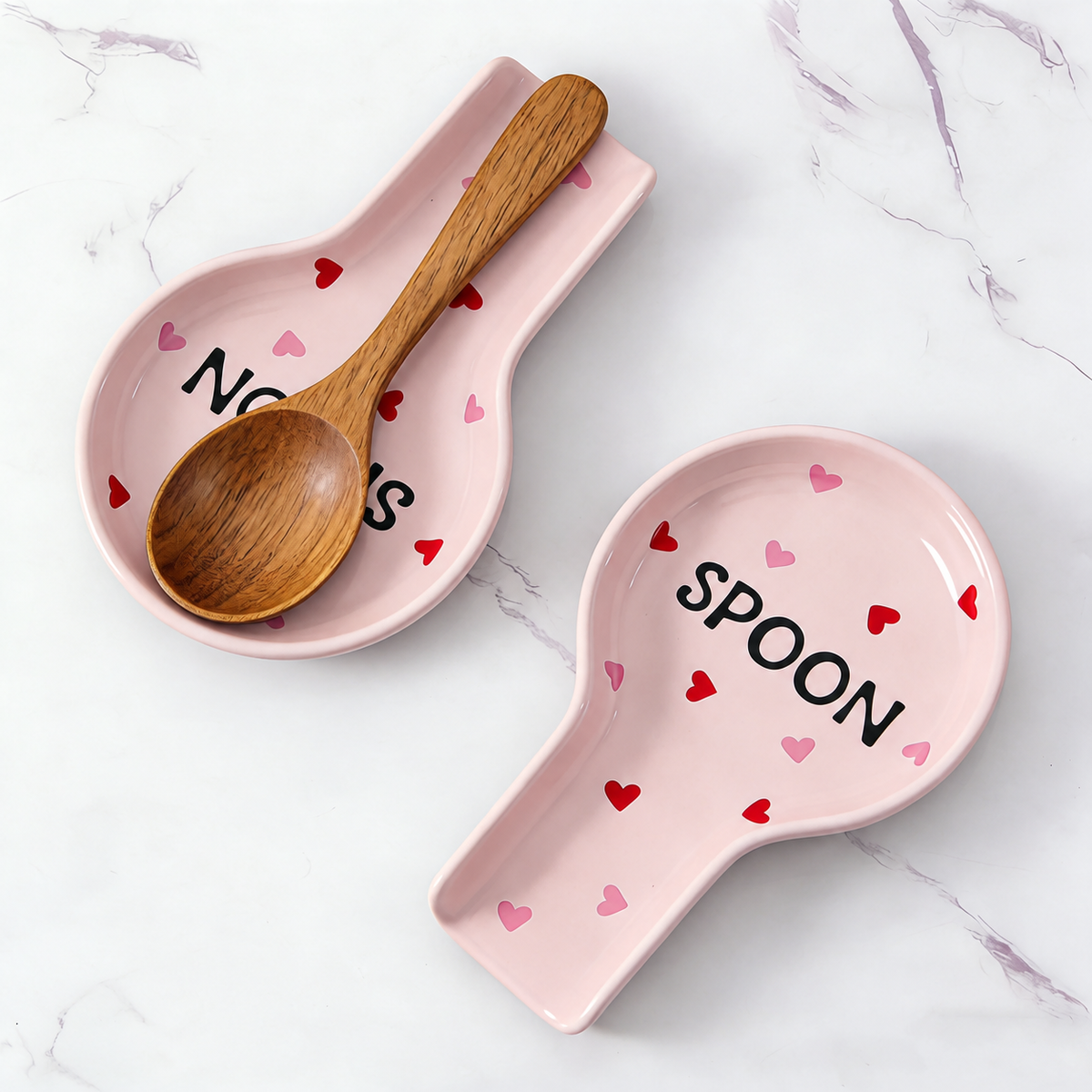 Pink Heart Ceramic Spoon Rest
