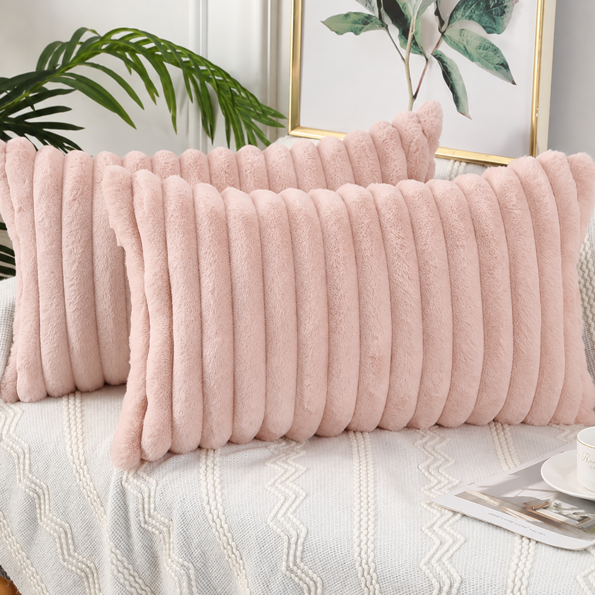  Plush Faux Fur Throw Pillow Covers 
