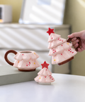 Ceramic Christmas Tree Mug With Lid 