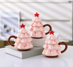 Ceramic Christmas Tree Mug With Lid 