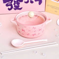 Pink Bow Ceramic Handle Bowl With Lid 