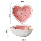 Strawberry Ceramic Ramen Bowl With Strawberry Or Star Spoon