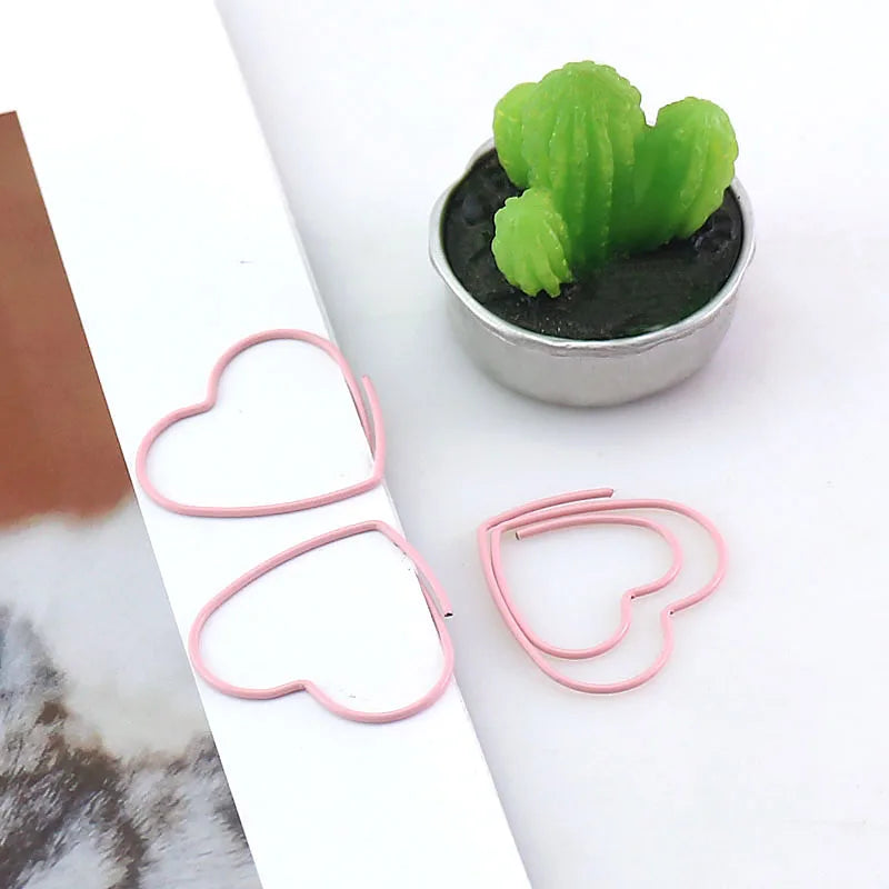 Pink Love Heart Paperclips & Bookmark 25 pcs