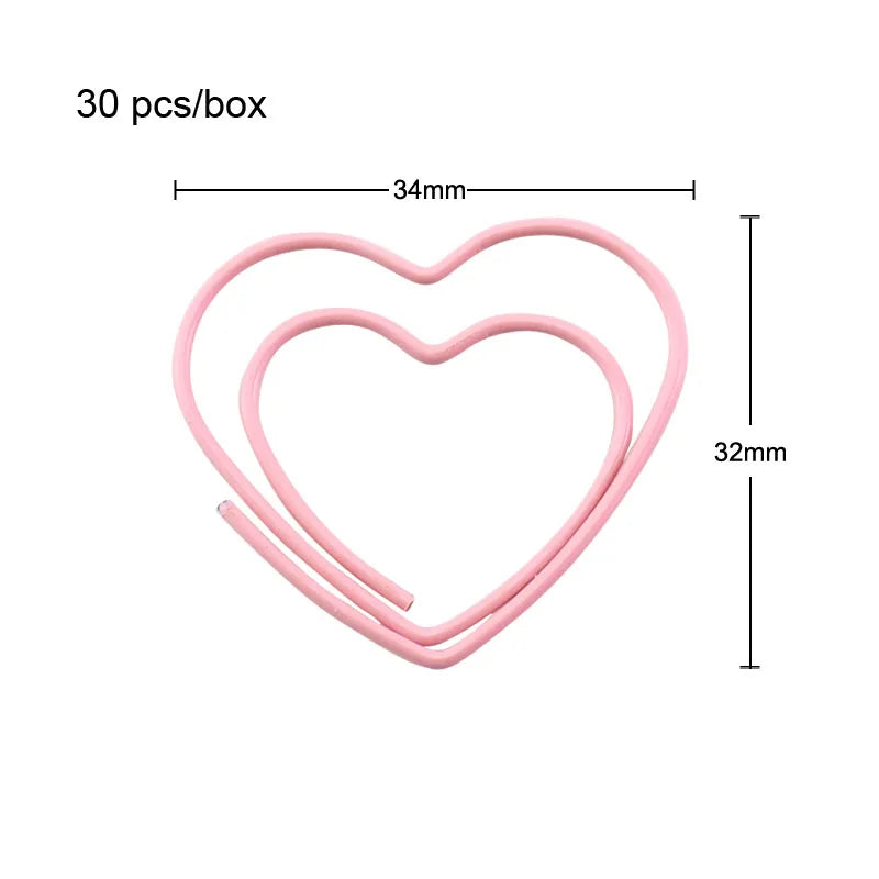Pink Love Heart Paperclips & Bookmark 25 pcs