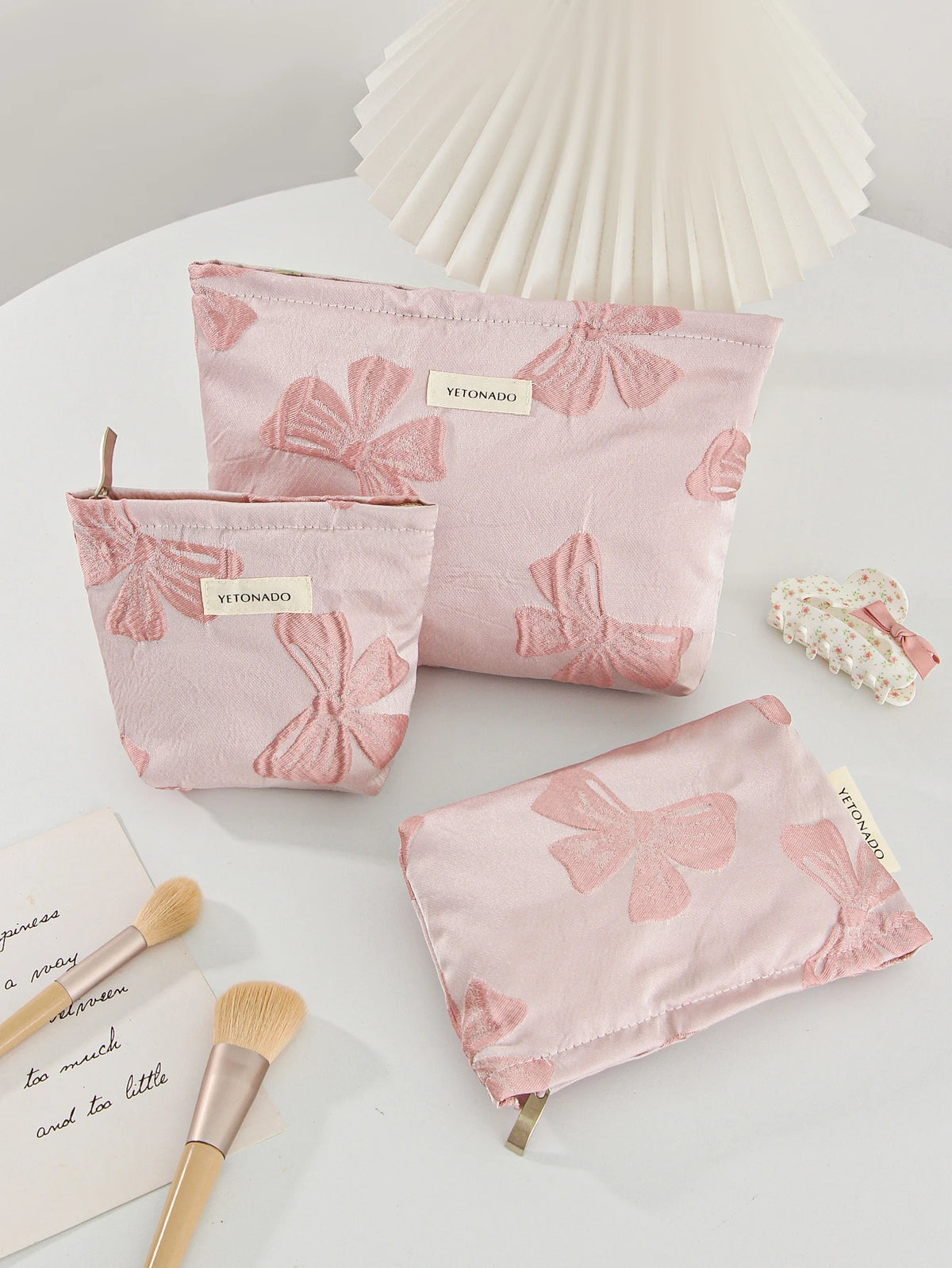 Pink Bow Makeup Bag