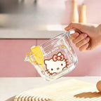 Hello Kitty Sanrio Glass Measuring Cup with Scale High Temperature Resistant
