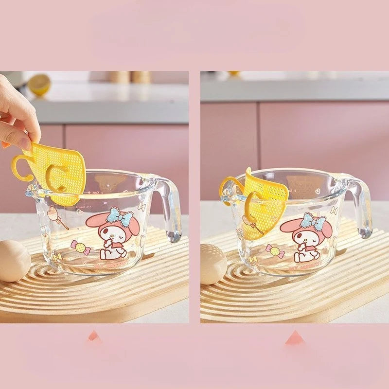 Hello Kitty Sanrio Glass Measuring Cup with Scale High Temperature Resistant