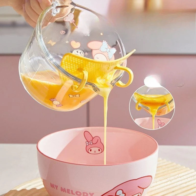 Hello Kitty Sanrio Glass Measuring Cup with Scale High Temperature Resistant