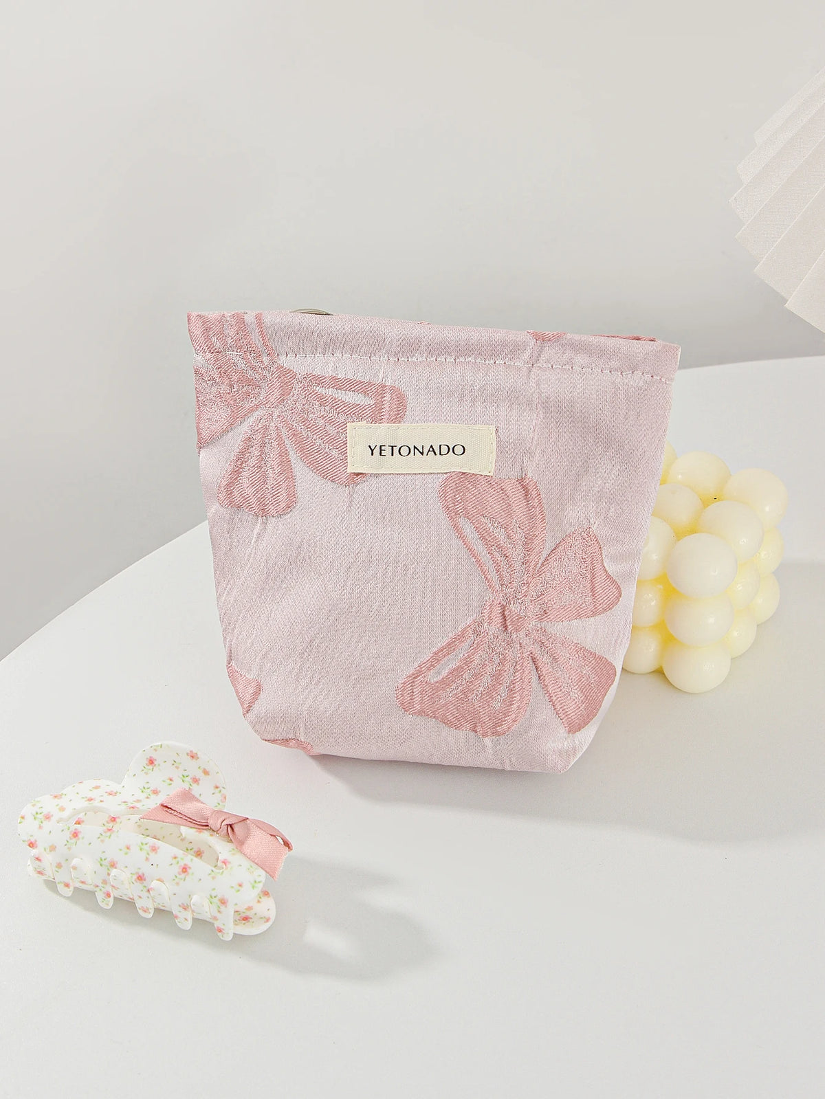 Pink Bow Makeup Bag