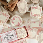 Exquisite Pink Lace-Edged Embossed Note Cards 1 Box/30 sheets 