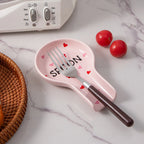 Pink Heart Ceramic Spoon Rest
