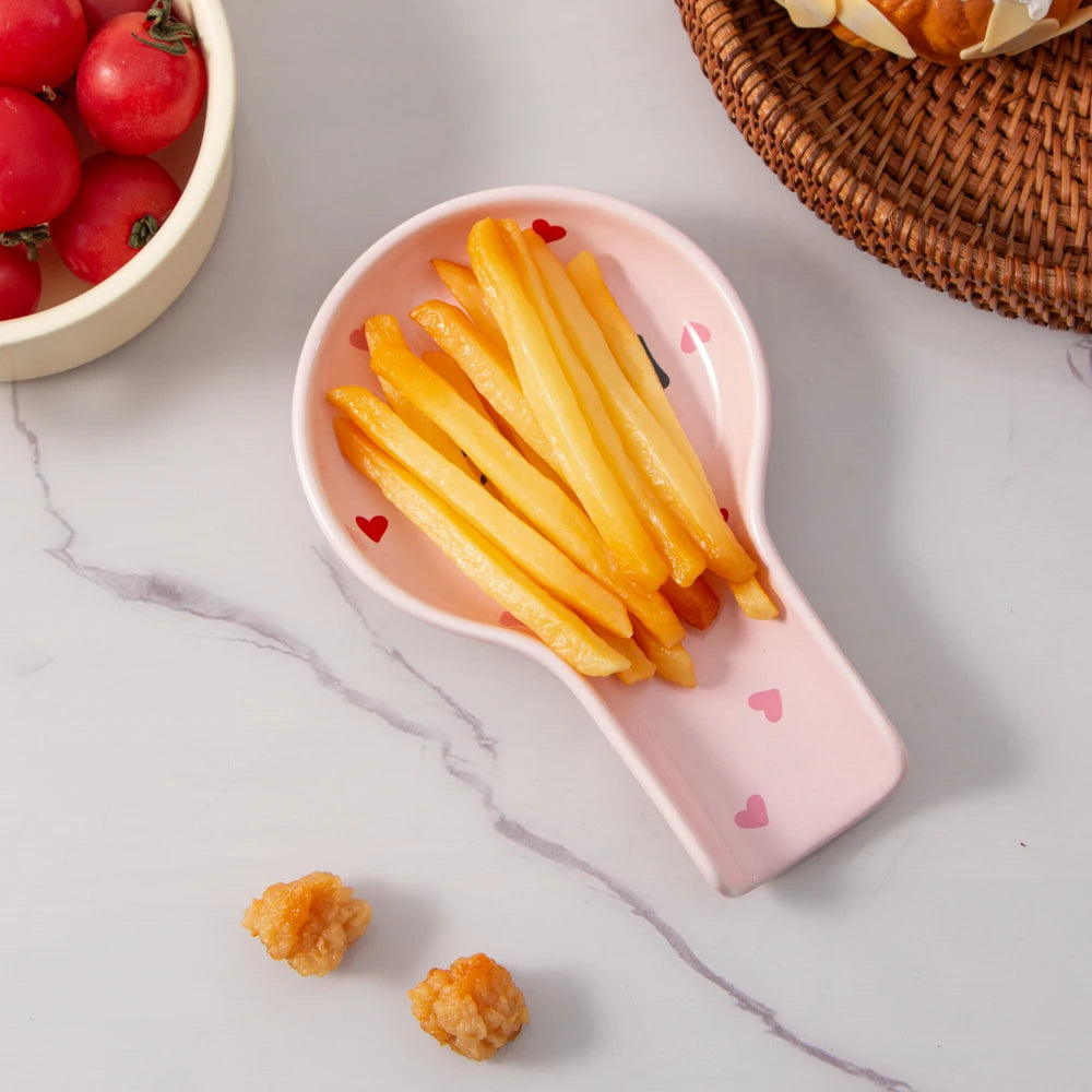 Pink Heart Ceramic Spoon Rest