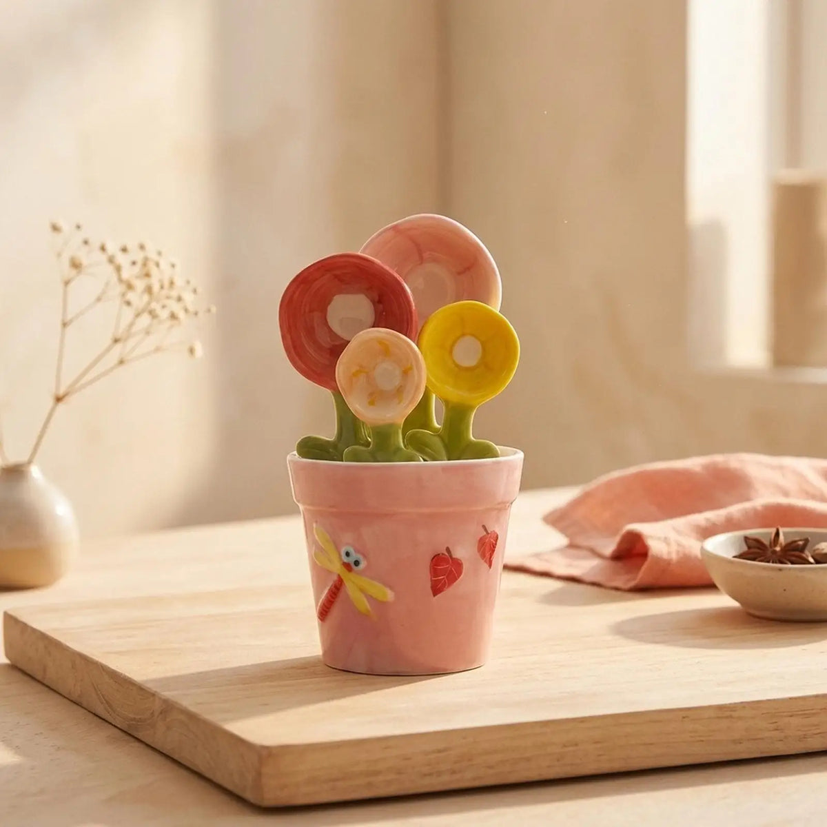 Ceramic Flower Pot Measuring Spoons Set 