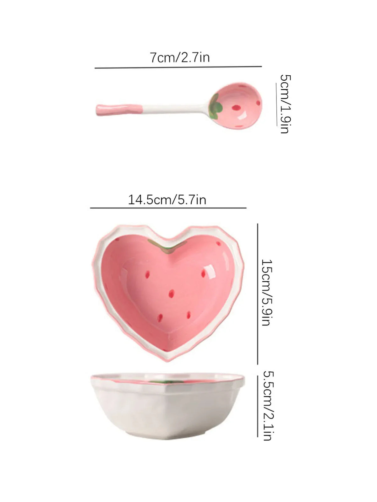 Strawberry Bowl, Plate, & Spoon Set 